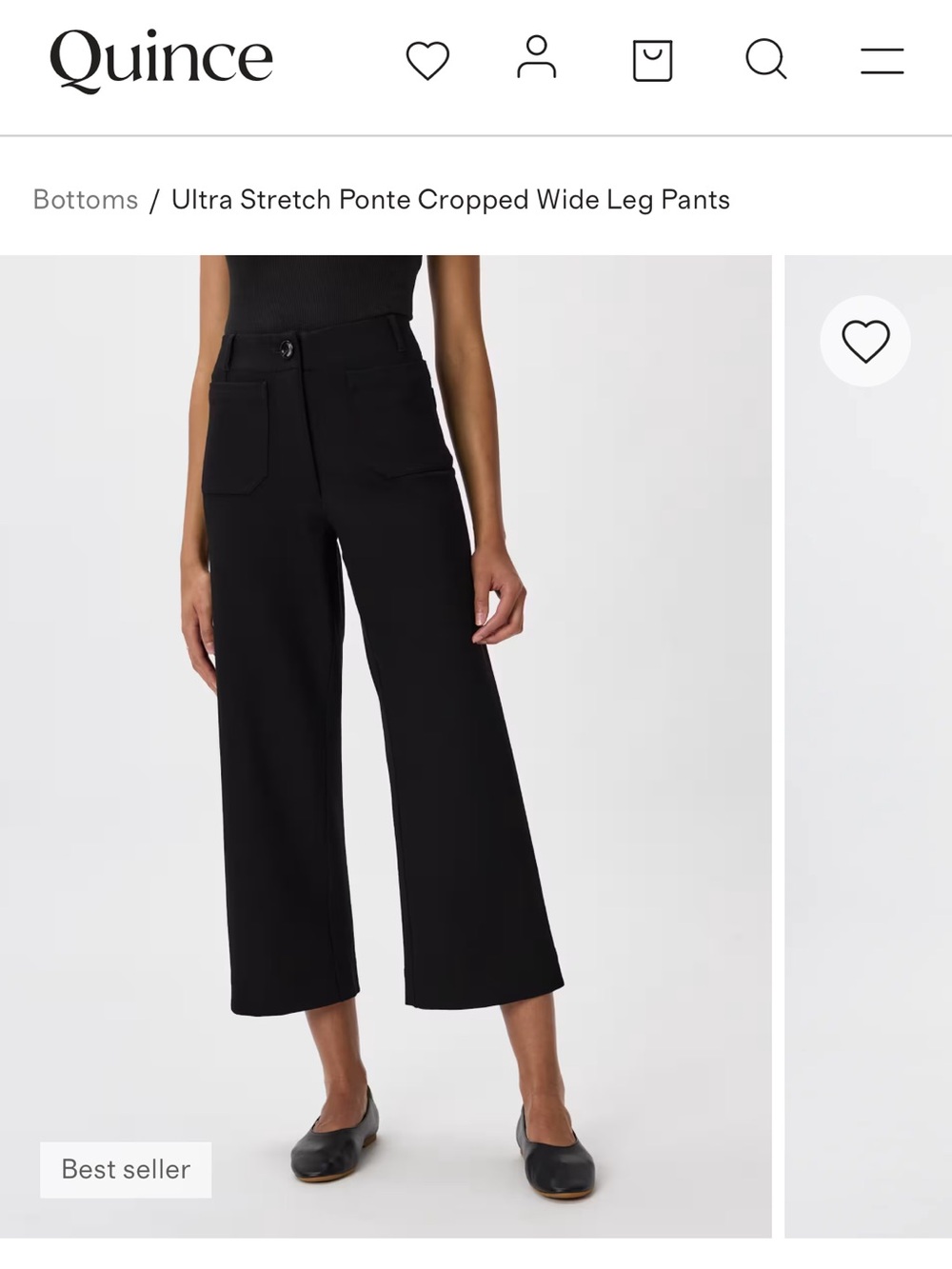 Quince Ultra Stretch Ponte Cropped Wide-Leg Pants - Black